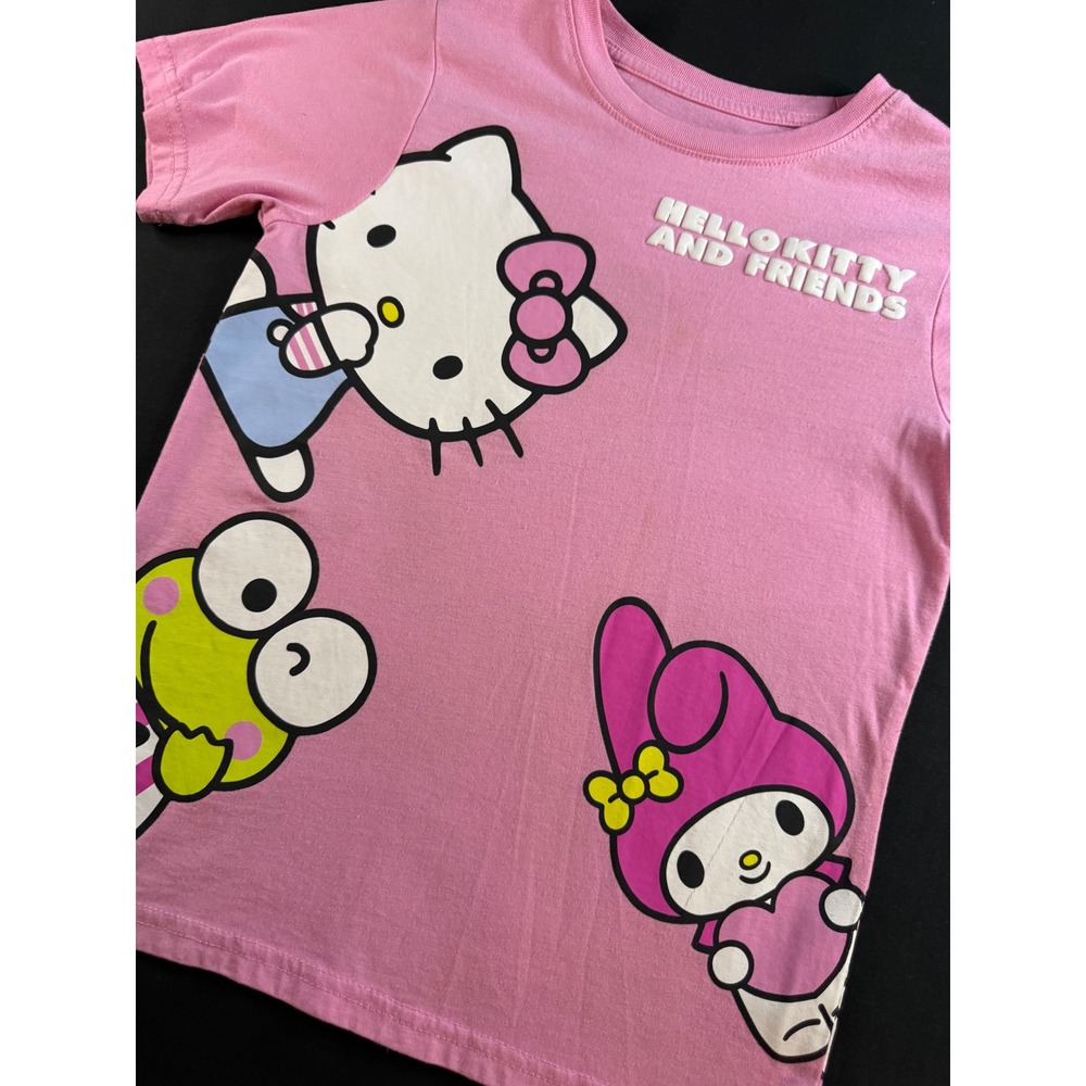 Sanrio Hello‎ Kitty and Friends Pink Graphic T-Shirt Kids Med Keroppi My Melody